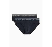 Emporio Armani Stretch Cotton Endurance 2pack Brief, Slip Uomo, Multicolore (Black-Black), M