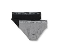 Emporio Armani Stretch Cotton Endurance 2pack Brief, Slip Uomo, Multicolore (Medium Melange Grey-Black), XL