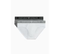 Emporio Armani Stretch Cotton Endurance 2pack Brief, Slip Uomo, Multicolore (Medium Melange Grey-White), XL