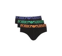 Emporio Armani Stretch Cotton Shiny Logoband 3-Pack Brief, Slip Uomo, Multicolore (Black-Black-Black), M