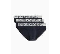 Emporio Armani Stretch Cotton Shiny Logoband 3-Pack Brief, Slip Uomo, Multicolore (Marine-Marine-Marine), M