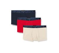 Emporio Armani Stretch Cotton Shiny Logoband 3-Pack Trunk, Boxer Uomo, Multicolore (Nude-Red-Marine), S