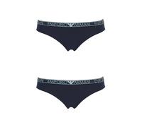 Emporio Armani Stretch Cotton Studs Logoband 2-Pack Brief, Slip Donna, Blu (Marine), S