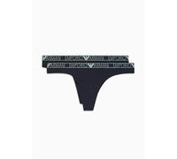 Emporio Armani Stretch Cotton Studs Logoband 2-Pack Thong, Mutandine Perizoma Donna, Blu (Marine), XL