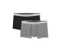 Emporio Armani Stretch Cotton Yarn Dyed Striped 2-Pack Trunk, Boxer Uomo, Multicolore (Black-Stone Stripe), L