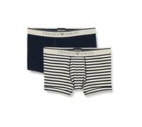 Emporio Armani Stretch Cotton Yarn Dyed Striped 2-Pack Trunk, Boxer Uomo, Multicolore (Marine-Nude Stripe), M