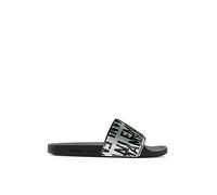 Emporio Armani Swimwear-Pantofole in Metallo Lucido, Sandali scorrevoli Uomo, Silver Black Black, 44 EU
