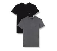 Emporio Armani T-Shirt da Uomo, in Viscosa di bambù Soft Touch, Nero/Antracite, M (Pacco da 2)