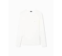 Emporio Armani T-Shirt Girocollo da Donna a Maniche Lunghe con Borchie Essenziali Bianca S vestibilità Regolare, Bianco, S