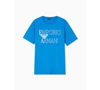Emporio Armani T-Shirt Girocollo da Uomo con Logo audace, Blu, L