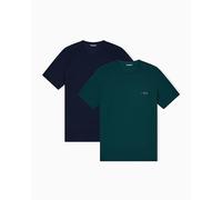 Emporio Armani Bold Monogram 2-Pack T-Shirt, Blu, M Uomo