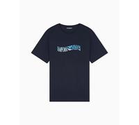 EMPORIO ARMANI T-Shirt Girocollo da Uomo con Stampa Blu L