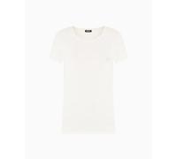 EMPORIO ARMANI T-Shirt Girocollo Donna Essential Borchie S/Maniche Beige XL, Bianco, XL