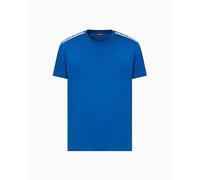 EMPORIO ARMANI T-Shirt Girocollo Man Logo Tape Blu L, Ultramarine, L
