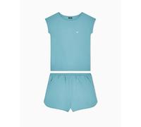 EMPORIO ARMANI T-Shirt+Shirt Donna Cotone Everyday Pyjama Blu L