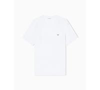 Emporio Armani T-Shirt Uomo Essential Cotone Scollo a V, Bianco, L, Aderente, Bianco, L