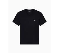 Emporio Armani T-Shirt Uomo Essential Cotone Scollo a V, Nero, S, Aderente, Nero, S