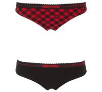 Emporio Armani Tartan Christmas Cotton 2-Pack Brasilian Underwear, Vichy Rosso/Nero, XL Women's