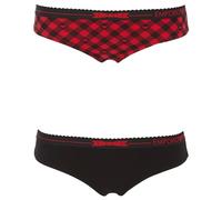 Emporio Armani Tartan Christmas Cotton 2-Pack Brief Underwear, Vichy Rosso/Nero, XL Women's