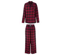 Emporio Armani Tartan Christmas Viscose Long Pajamas Pajama Set, Scozzese Rosso/Nero, XL Women's