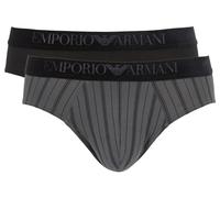 Emporio Armani Tartan Gift Box 2-Pack Brief Briefs, Stampa Righe/Nero, M Men's
