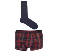 Emporio Armani Tartan Mix Gift Set Socks + Trunk, Stampa SCOZZES/Marin, S Men's
