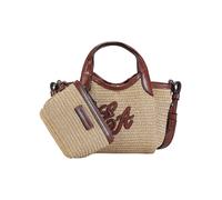 Emporio Armani - Borsa shopper piccola in paglia intrecciata con logo - - Bags - Donna - Marrone - ONE SIZE