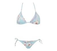 Emporio Armani Triangle And String Brazilian Floral Print Bikini Set, Set di Bikini Donna, Multicolore (Hibiscus Print-Mint), M
