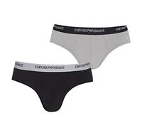 Emporio Armani Underwear 2-Pack Brief Essential Core Logoband, Slip Uomo, Nero/Grigio, Small