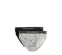 Emporio Armani Underwear 2-Pack Brief Pure Cotton, Mutande Uomo, Blu (Marine)/Grigio (Melange), S