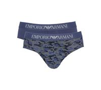 Emporio Armani Men's 2-Pack Classic Pattern Mix Brief Slip Boxer, Camou Print/Indigo, L (Pacco da 2) Uomini