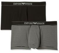 Emporio Armani Underwear Men's 2-Pack Yarn Dyed Stripes Boxer, Uomini, Anthracite Stripe/Black,