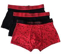 Emporio Armani Underwear Men's 3-Pack Pure Cotton Boxer, Uomini, Black/Print Red/Black,