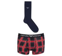 Emporio Armani Underwear Men's Boxer+Socks Tartan Mix Gift Set, Uomini, Check/Marine,