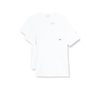 Emporio Armani Underwear 2-Pack T-Shirt Crew Neck Logo, White/White, L Uomo