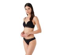 Emporio Armani Underwear Women's 2-Pack Iconic Microfiber Brazilian Brief, Slip da Donna, Black,
