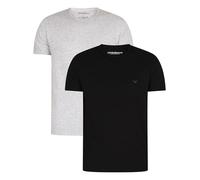 Emporio Armani Uomo 2-Pack Crew Neck T-Shirt Pure Cotton Maglietta a Maniche Corte, Nero Grigio Black Melange Grey, L