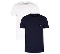 Emporio Armani Uomo 2-Pack Crew T-Shirt Essential Core Logoband Maglietta, Bianco Blu Navy, S
