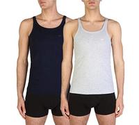 Emporio Armani Uomo 2-Pack Tank Pure Cotton Pigiama, Blu (Marine)/Grigio (Melange), L