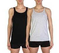Emporio Armani Uomo 2-Pack Tank Pure Cotton Pigiama, Nero Grigio Melange, L