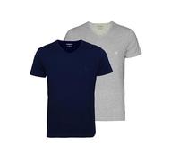 Emporio Armani Uomo 2-Pack V Neck T-shirt Pure Cotton Maglietta, Grigio (Marine/Melange Grey), S