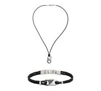 Emporio Armani Uomo Collana e Bracciale in Pelle Bicolore, Set