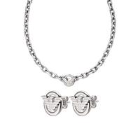 Emporio Armani Uomo Collana e Orecchini in Acciaio Inossidabile Color Argento, Set