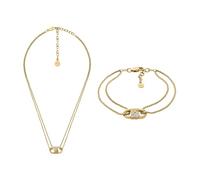Emporio Armani Uomo Collana in Acciaio Inossidabile Dorato e Orecchini Donna, Set