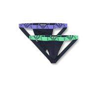 Emporio Armani (Vuoto) Bold Monogram 2pack Jockstrap, Sospensori Uomo, Multicolore (Marine-Marine), L