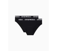 Emporio Armani Woman's Essential Cotton - Slip da Donna, Confezione da 2, Colore: Nero, M, Nero/Nero, M