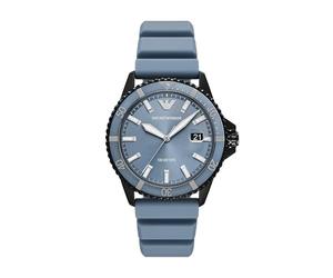 Emporio Armani World Explorer Dive-Inspired Orologio da uomo con cinturino in acciaio inossidabile, silicone o pelle, Silicone blu, 42MM, World Explorer