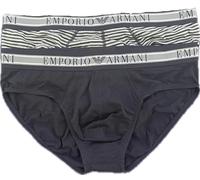 Emporio Armani Yarn Dyed Stripes 2-Pack Brief Briefs, Riga Marine/Marine, M Men's