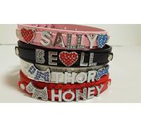 emporiotecnologico® COLLARE CON NOME PERSONALIZZATO LETTERE + CHARMS STRASS COLORATI COLLARI PER CANI GATTI CON NOMI PERSONALIZZATI CANE GATTO