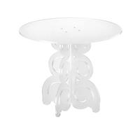 Tavolino rotondo in Cristallo Acrilico con base Onde e Riccioli basso BARRICCO 51x51xh45 cm in metacrilato 100% riciclabile colore bianco Satinato trasparente